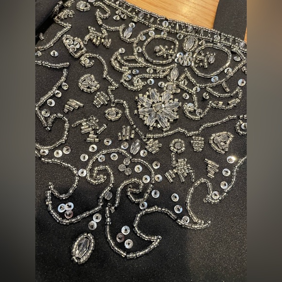 Vintage Black Embellished Sleeveless Bustier Holiday Formal Crop Top - Picture 3 of 7